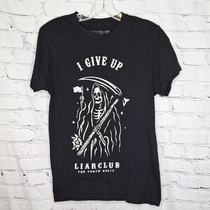 LiarClub US Black White Grim Reaper Truth Hurts I Give Up Graphic Tee Small